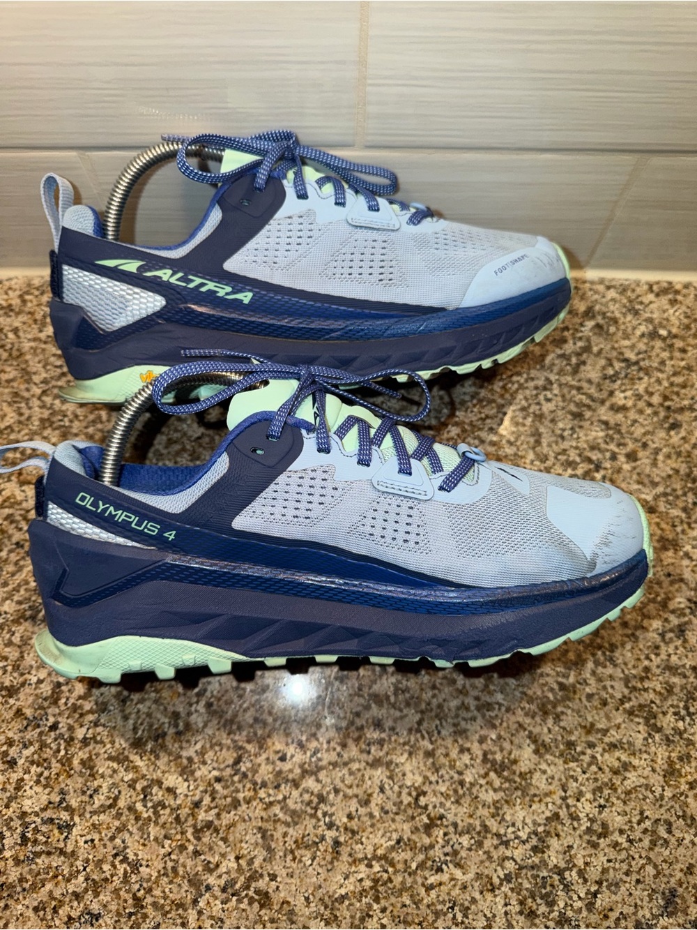 Altra Olympus 4 Trail Shoes - Light Gray, Navy & Mint - Picture 8 of 15